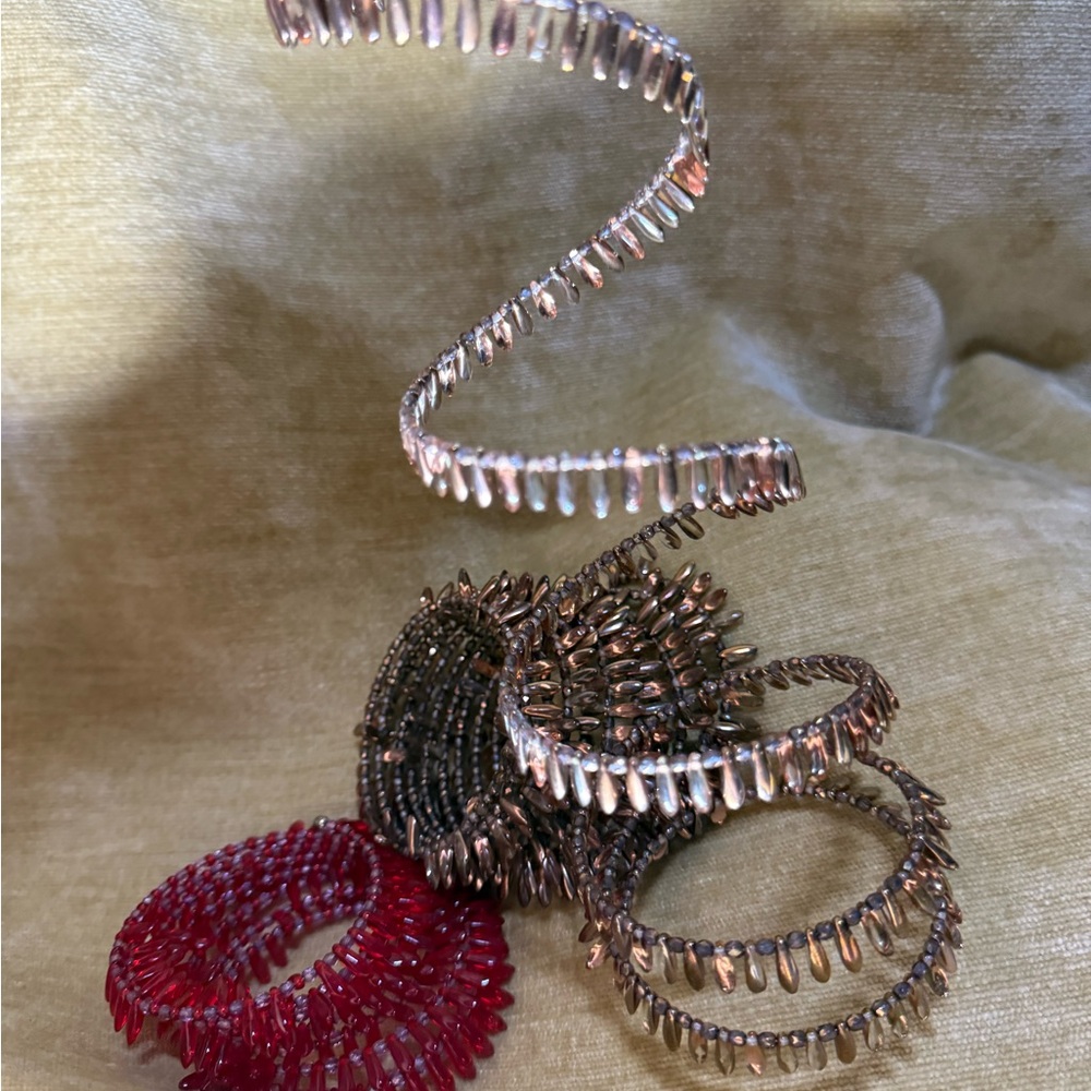 Handmade slinky glass bangle bracelets rose gold nude brand new - Picture 5 of 5